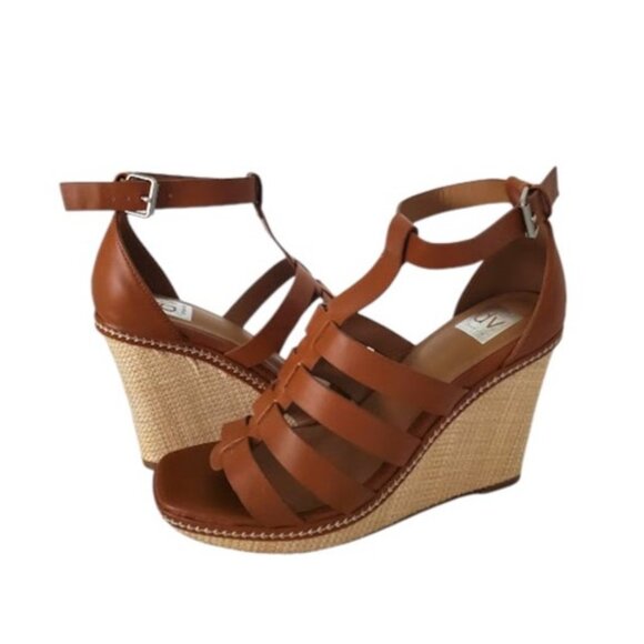 Dolce Vita DV EUC Tan & Beige Platform Wedge Sandals w/ Rubber Sole - Size 10 - Picture 2 of 14